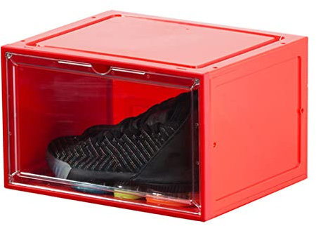 Cymwer Schuh-Aufbewahrungsbox, LED-leuchtende High Heels-Boxen, transparente Klangkontrolle, AJ-Vitrine, seitlich offen, magnetisch, staubdicht, Schuhboxen, stapelbar, Schuh-Organizer mit Deckel für