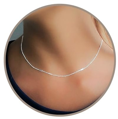 Annika Bella Silver Choker, Dainty Chain Necklace, Sterling Silver jewellery, Minimalist Aesthetic, Women's Necklace, Gift for Her, Birthday Gift