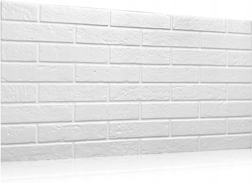 Deccart | 3D Wandpaneele selbstklebend - Wandverkleidung, Weiße Ziegeloptik, 100x50 XL - Wandpaneele, Deckenplatten, Deckenpaneele, Deckenverkleidung, 3D-Prägung, Wanddeko | 20 Stück
