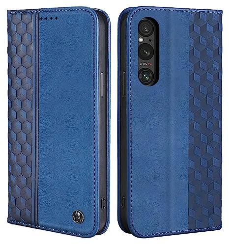 CXTcase Schutzhülle für Sony Xperia 1 V, PU-Leder, Magnetverschluss, Flip Case für Sony Xperia 1 V, Blau
