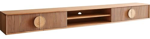 DELIFE TV-Board Surimu Akazie Hellbraun 240 cm 4 Türen 2 Fächer Kork-Griff schwebend Lowboard