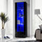 Komodee, Vitrine Schrank Alessandria, Schwarz/Schwarz, Breite 60cm x Höhe 192cm x Tiefe 42cm, ohne LED, 3 Glasböden, 1 Regal aus laminierter Platte, für Wohnzimmer, Schlafzimmer