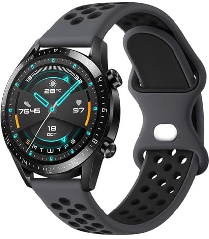 Wanme für Huawei Watch GT 4 46mm Armband/Huawei Watch GT 3 46mm / GT 3 Pro 46mm / GT 2 46mm / GT 2 Pro/GT 2e für Herren Damen, 22mm Silikon Armbänder Atmungsaktives Wasserdichtes Sport Ersatzarmband