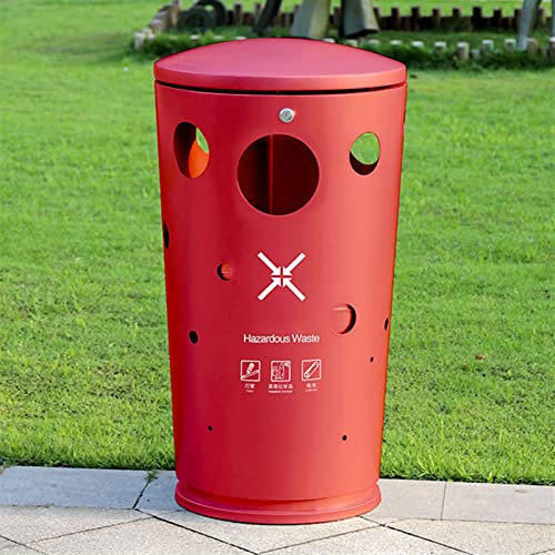 Cubo de Basura Cubo de basura de acero for exteriores, cubo de basura redondo creativo for exterior, forma de seta, cubo de basura for patio, cubo de basura de clasificación de Metal cubo basura recic