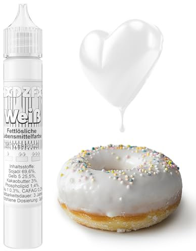 Fettlösliche Lebensmittelfarbe - 30ml Konzentrat Ölbasis Lebensmittelfarben für Schokolade, Lebensmittelfarbset Farbstoff für Tortendeko, Fondant, Buttercream, Backen, Kunsthandwerk (Weiß)