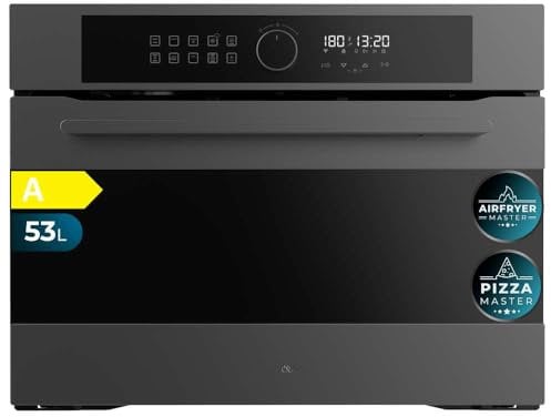 Cecotec Horno Eléctrico Empotrable Multifunción de 53L Bolero Hexa AF314500 Matt A. 2900W, 11 Funciones con Airfryer Master, Pizza Master, Steam Asisst, Steam EasyClean, 3D cooking, Defrost