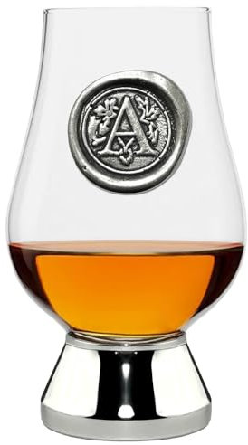 English Pewter Company Glencairn Personalised Whisky Glass with Monogram Initial - Unique Gifts for Men - with Your Choice of Initial 200ml [WGP212] (L)