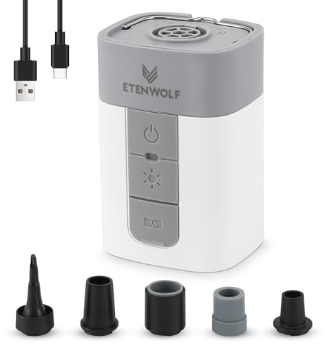 ETENWOLF Air 5 PRO MAX Pumpe für aufblasbare Gegenstände, tragbare elektrische Luftpumpe mit 10400mAh Akku, 4X Schnellpumpe & Deflator, 720L/min für Poolschwimmer Vakuum-Aufbewahrungsbeutel