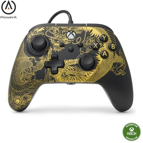 PowerA Controller cablato Advantage per Xbox Series X|S - Drago e Fenice, gamepad, controller per videogiochi cablato, controller di gioco, funziona con Xbox Series X|S