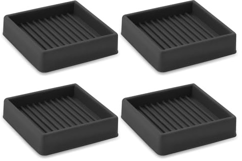 Lot de 4 patins antidérapants en caoutchouc pour meubles - 5,1 x 5,1 cm - Dessous de verre pour meubles - Pour sols en bois dur - Empêche les meubles de glisser (noir, 5,1 x 5,1 cm)