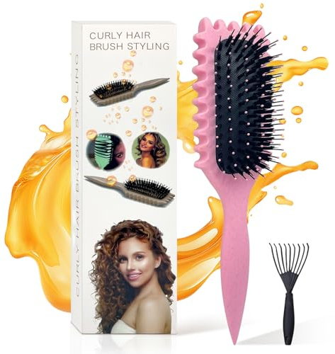 ENGHEK Curly Hair Brush, Bounce Curl Defining Boar Bristle Brush for Women and Men, Less Pulling, Hair Separation