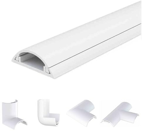 LYUCAYHQ 39in Cord Hider for Wall Mount TV, Wire Hiders for TV On Wall, Cable Cover, White Cord Cover, Cable Organizer, Half Round Cable Raceway for Floor, Electric Cord Cover(39 * 2.1 * 0.6in)