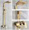 GMWARDDF Golden Shower Faucet Kit, Duschkopf aus massivem Messing, schwenkbarer Wannenauslauf, 3-Wege-Einhebelmischer, Badezimmerdusche, 8-Zoll-Komplettset, 8-Zoll-Komplettset