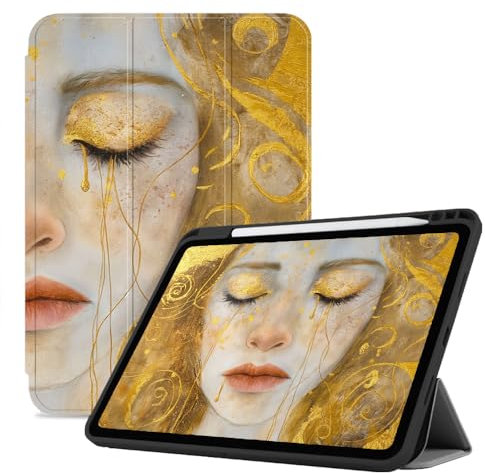 Étui Compatible avec Ipad 6E/5E Génération (9,7 Pouces, Modèle 2018/2017) - Housse Ultra Fine, avec Fonction Veille/Réveil Automatique - Femme Qui Pleure