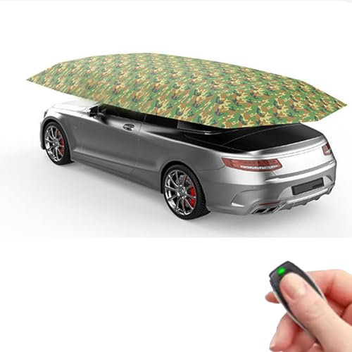 YQCXG Vollautomatischer Carport, beweglicher Zeltcarport, zusammengeklapptes tragbares Autoschutzdach für den Autoschirm, für Außenzelte, automatische Fernbedienung, Camouflage-4,2 x 2,1