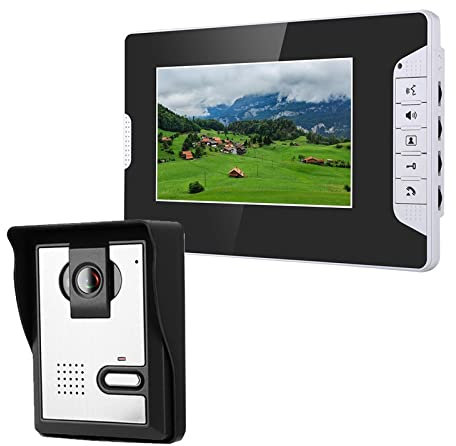 HPHPH Videoportero WiFi, Videoportero de 7 Pulgadas Kit de intercomunicación de Timbre de teléfono 1 cámara 1 Monitor de visión Nocturna con cámara Impermeable,Domotica