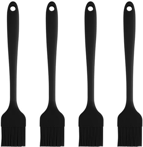 4 Stück Backpinsel,Backpinsel Silikon,Silikonpinsel,Brush Klein Küchenpinsel Lebensmittel BBQ,Pastry Baking,Eierpinsel Schwarz für Grillbürste,Gummispachtel Hitzebeständig Spülmaschinenfest