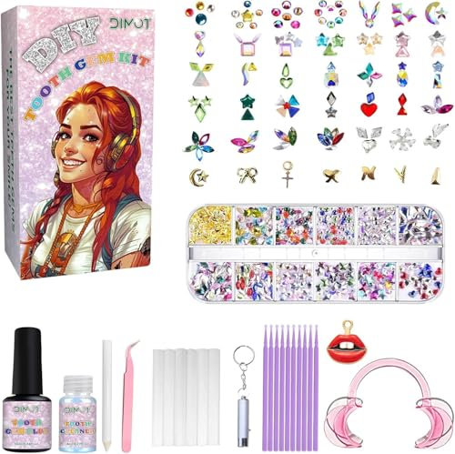Zahnstein set,Zahnschmuck Set,Tooth Gem Kit,DIY handgemachter Zahnschmuck zur Verschönerung und Verzierung der Zähne, Ideal für Schminkpartys, Feiern und Rollenspiele
