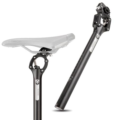 GEWAGE Gefederte Sattelstütze – Parallelogramm Federsattelstütze aus Aluminium, Einstellbare Federung, Kompatibel mit 27.2/30.9/31.6 mm, 350mm Länge – Ideal für MTB, Trekking (Φ31.6mm)