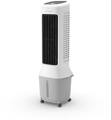 Olimpia Splendid, Peler Tower 10 Raffrescatore Evaporativo a Torre, 10 Litri, Purificatore d'Aria con Pannello Evaporativo, Doppia Ventola, Raffrescamento, Ventilazione, Display Touchscreen