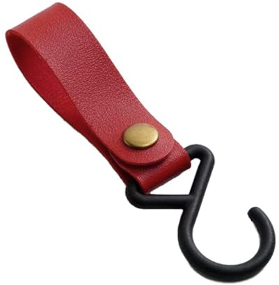 Wambere 12 Stück Outdoor Haken S Haken Campinghaken Lederhaken Zelt PU Wäscheleinenhaken Multifunktionshaken Haken für Kleiderstange für Garderobe Mantel Handtuch Küche Badezimmer,Rot