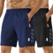 kuzwufs Sport Shorts für Herren Lauf Gym Hose Kurze Dry Fit Fitness Lauf Hose Kurze 2er Pack Polyester Workout Adult Shorts mit Elastischem Bund Schwarz/Dunkelblau-M