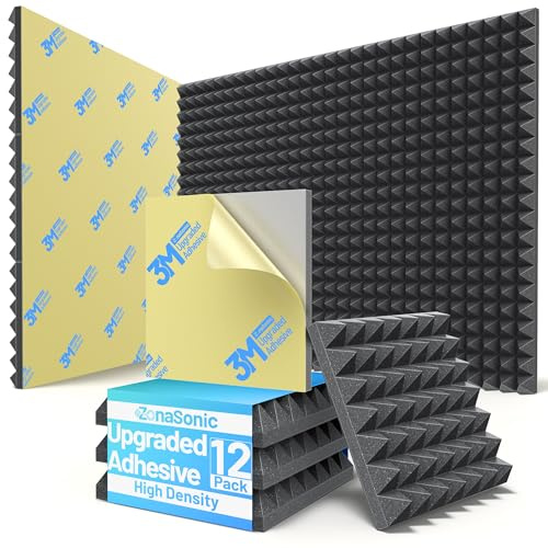 12 Pack Sound Proof Foam Panels for Walls with Self-Adhesive & High Density