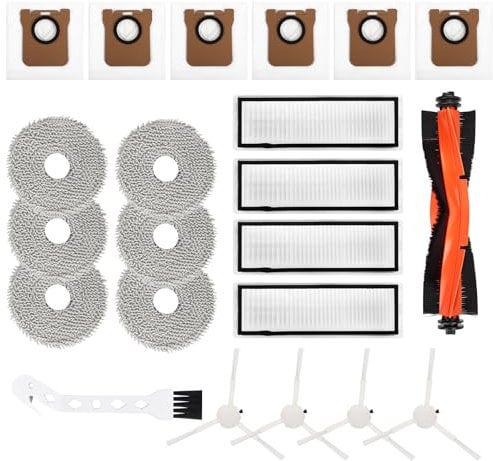 USHOPKit de Accesorios Recambios Compatible Accesorios para Xiaomi Robot Vacuum X20+/X10+ Dreame S10/L10s Ultra,6 Almohadillas de Limpieza,6 Bolsas para el Polvo,4 Cepillos Laterales,4 Filtros(22pcs)