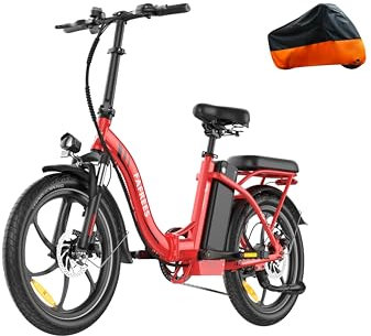 Fafrees F20+ 20 Zoll Faltrad E-Bike Fatbike (2025) - 36V 20AH Akku, 250W Motor, 140kg Traglast, 25km/h, E-MTB 20° - Unisex Elektrofahrrad für Damen & Herren (Fahrradabdeckhaube, Rot)