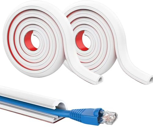 3M Kabelkanal Flexibel Weiß Selbstklebend: 2 Stücke PVC Mini Flexibler Kabelkanal Halbrund Wetterfest zum Verstecken von Stromkabeln zu Hause oder im Büro