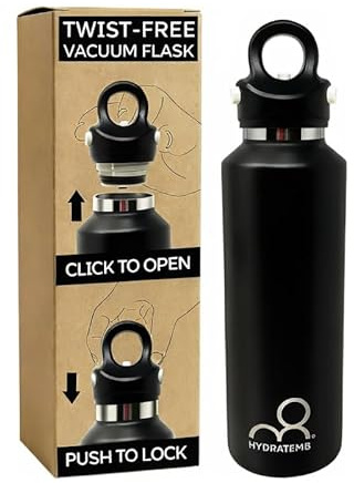 20 oz Insulated Water Bottle: Twist-free Vacuum Stainless Steel thermal flask with Leakproof Lid - Sweat-Proof & 36Hr Ice Retention - Anti-Scratch Coating Fit for Travel Gym Hiking