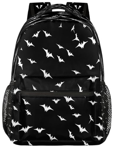 Mexpekil Halloween Gruseliger Fledermaus-Rucksack für Mädchen und Jungen, Laptop-Rucksäcke, Damen, Herren, Reisen, lässig, Tagesrucksack, Schule, Büchertasche