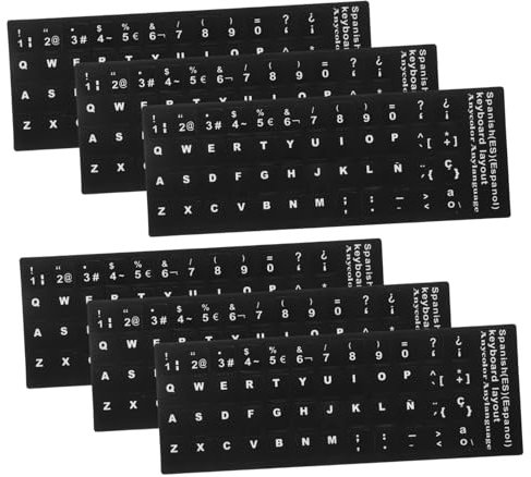 NUOBESTY 6 Blätter Multifunktionale Tastaturaufkleber Wasserdichtes Material für Verschiedene Laptop Desktop Tastaturen Mehrsprachige Beschriftung Einfache Anwendung