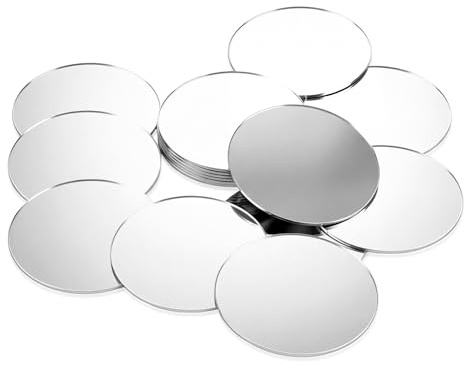 Zyghjort 20 Stück Kleine Spiegel zum Kleben, 5 cm Rund Acryl Mini Spiegel Aufkleber Selbstklebend Klebespiegel für DIY Wand Deko, Badezimmer, Küche, Schlafzimmer, Handwerkskunst, Tisch