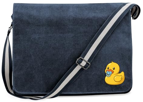 Huuraa Umhängetasche Quietscheente Baby Gummiente Säugling 14 Liter Vintage Navy Canvas Laptoptasche Geschenkidee
