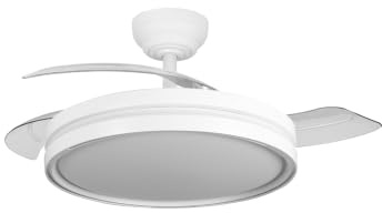 FABRILAM | ABRILA | Ventilador DC Capitán 60W | 3 Aspas Desplegables | LED Integrado | Control Remoto | Regulable en Intensidad | Temporizador | 36x48/107 cm | PROELITE