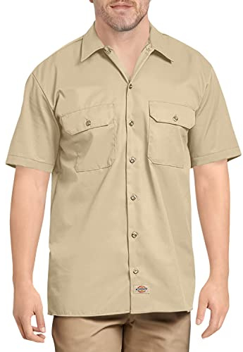 Dickies Men's Short-Sleeve Work Shirt Button, Desert Sand V1, 4XL Big