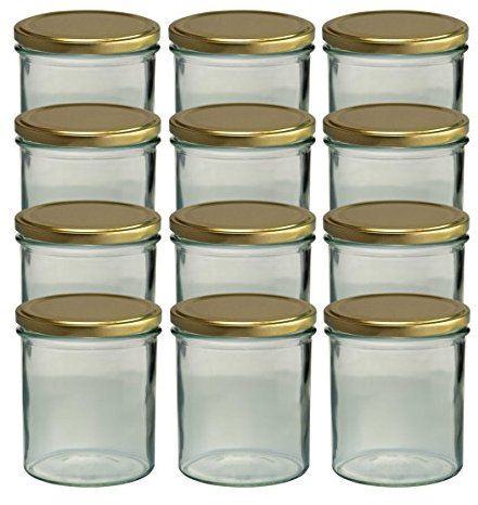 Sturzgläser Lot DE 20 Pots à Confiture en Verre de 350 ML avec couvercles Dorés to 82