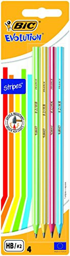 BIC Bleistift Evolution (Stripes 646 HB, Blister à) 4 Stück, farbig sortiert