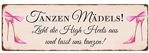 Interluxe METALLSCHILD Blech Türschild TANZEN MÄDELS! Hochzeit Geschenk Spruch Shabby