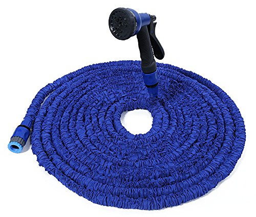 NUZAMAS Tubo dell' Acqua da Giardino 50ft Tubo Estensibile con connettori 8 Modello Pistola a spruzzo ugello e Lavaggio ad Alta Pressione, (migliorata) espandibile 5 m - 15 m in Lattice Interno Blu