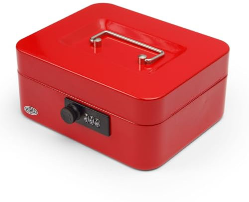 Caisse avec serrure à combinaison et 5 sections à plateau pour pièces amovibles – rouge de dimension de 20,3 cm.