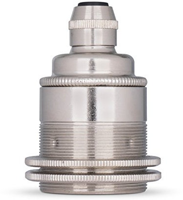 Vintage Gewindemantel Lampenfassung E27 aus Messing (inkl. 2x Schraubringen) - Das Original aus Europa - Nickel Finish, vernickelt