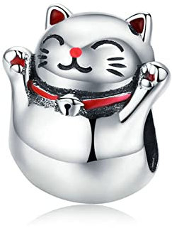 Breloque porte-bonheur en argent sterling 925 et en forme de chat pour bracelets à breloque Pandora a
