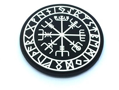 Aegishjalmr Viking Helm of Awe Terror Protection Norse Rune Wikinger Morale Patch PVC Airsoft Paintball Klett Emblem Abzeichen (Leuchten im Dunkeln)