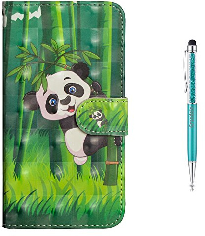 Grandoin iPhone 5 Case,iPhone 5S Case,iPhone SE Case, Premium PU Leather Magnetic Flip Cover with Card Slots Holders [Soft Silicone Inner] Bookstyle Wallet Case For Apple iPhone 5 /5S /SE (Panda)