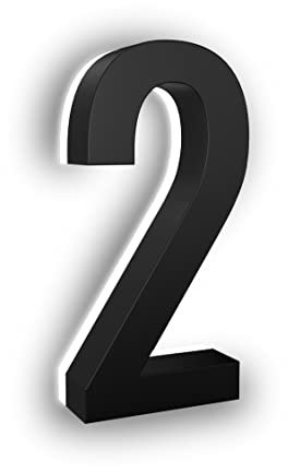 LN LUMANUMBERS Número de dirección LED retroiluminado de polímero ABS de 5 pulgadas, aspecto moderno exclusivo, números de casa iluminados (2, negro)