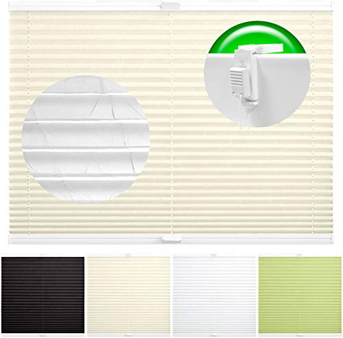 Horivert Plissee Pliseerollo mit Klemmträger Ohne Bohren Crush Stoff Fensterrollo Klemmfix Faltrollo Jalousie Sonnenschutz Blickdicht 120x120 cm
