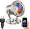 ledscom.de Außen-Strahler Fluter MIBU für außen, Edelstahl, chrom matt, inkl. Smart Home RGBW GU10 LED Lampe, 5,41W, 473lm