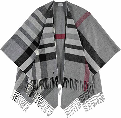 FRAAS Poncho 130 x 150 cm - Made In Germany - Ruana kariert Aus Reinem Polyacryl - Für Damen - Perfekt fürs ganze Jahr